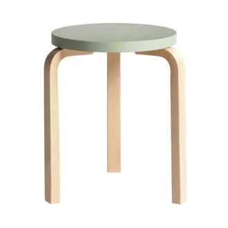 Artek 60 Hocker, gr&uuml;n lackiert / Birke natur