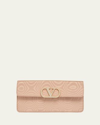 Valentino Garavani Crystal VLogo Moire Clutch Bag