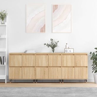 vidaXL Vidaxl - Aparadores 3 Uds Madera Contrachapada Color Roble Sonoma