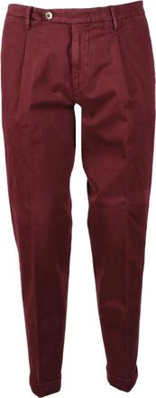 Michele Carbone Katoen Elastaan Broek - Heren - Slim Fit Broeken - Rood - W32 - Katoen - Broeken