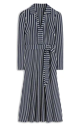 Boden Imogen Stripe Long Sleeve Jersey Dress in French Navy And Ivory Stripe at Nordstrom, Size 10