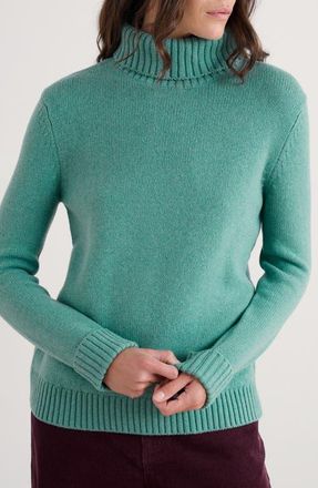 Seasalt Cornwall Braque Turtleneck Wool Blend Sweater in Knit Melange Sardine at Nordstrom, Size 4 Us