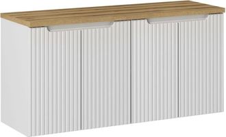 Petits Meubles Mueble bajo lavabo 4 puertas encimera estratificado Blanco marr&oacute;n