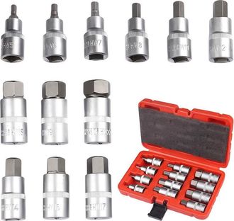 OEM Juego De 12 Piezas De Llaves Allen De 1/2 Con Estuche De Pl&aacute;stico, Llaves Hexagonales De 5-22 Mm, Llave Allen De 1/2, Juego De Puntas Hexagonales De 5