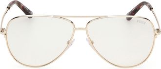 Emilio Pucci 60mm Pilot Sunglasses in Gold/Red/Brown /Neutral at Nordstrom