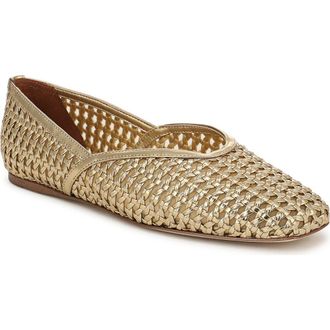 Franco Sarto Flexa Square Toe Mesh Flat in Gold at Nordstrom, Size 8.5