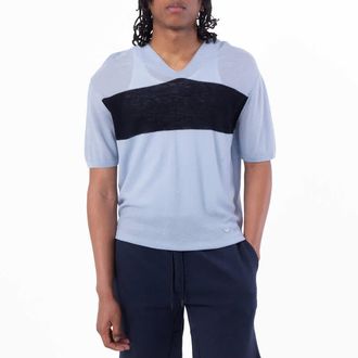Emporio Armani Mens Colour Block V-Neck T-Shirt