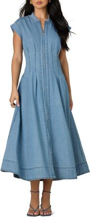 Wit & Wisdom Pleated Denim Midi Dress in Light Blue at Nordstrom, Size X-Small