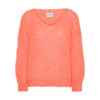 Americandreams Milana LS Mohair Knit - Dames - V-hals truien - Rood - S - Wol - Truien & Vesten