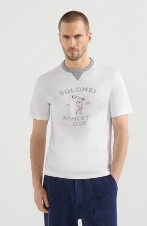 Brunello Cucinelli Cotton jersey crew neck T-shirt with print in White at Nordstrom, Size Xxx-Large