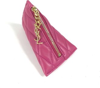 Saint Laurent Pink Leather Coin Purse/Coin Case (Pre-Owned)