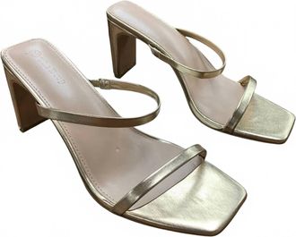 The Drop Womens Open Toe Heel Slide Sandal In Gold