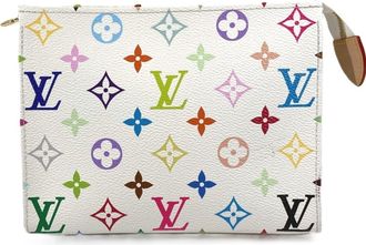 Louis Vuitton Blanc White Monogram Multicolore Canvas Clutch Bag Pouch (Pre-Owned)