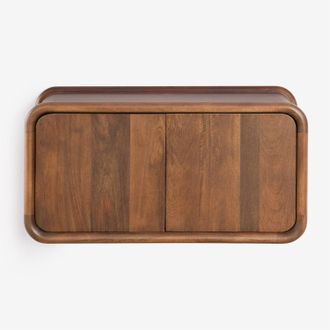 Sklum Conjunto De Mueble De Ba&ntilde;o Suspendido 90x45 Cm En Madera De Mango Maupaul Sklum