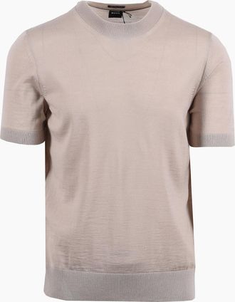 HUGO BOSS Mens Boss Black H UMAURO KNITTED T-SHIRTS OPEN BEIGE - Cream - Size: 40