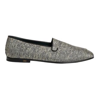 Dolce & Gabbana Loafers, male, Gray, Size: 9 US Glitter Lurex DG Logo Dress Loafers