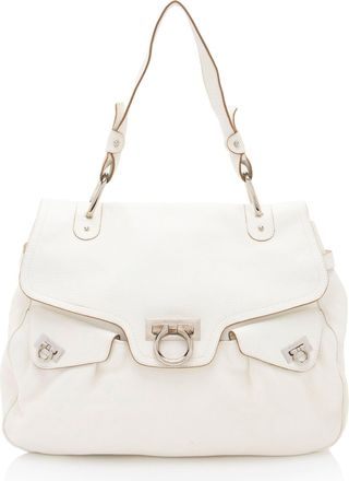 Ferragamo Leather Gancini Double Pocket Shoulder Bag