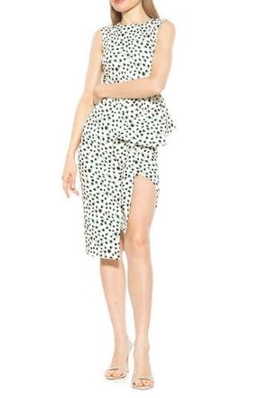 Alexia Admor Valeri Asymmetric Ruffle Cocktail Dress in Ivory Polka at Nordstrom Rack, Size X-Small