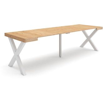Skraut Home Consolle allungabile, Tavolo consolle allungabile, 260, Per 12 persone, Gambe in legno, Stile moderno, Rovere - Skraut Home