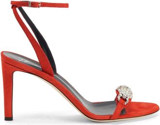 Giuseppe Zanotti 85mm Thais crystal-embellished suede sandals - women - Suede - 36 - Orange