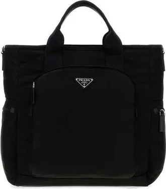 Prada Black Fabric Shopping Bag Nero Borse A Mano