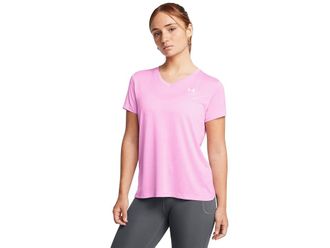 Under Armour Tech Short Sleeve V-Neck Twist Womens Clothing Stellar Pink/White : LG (US 12-14), Polyester
