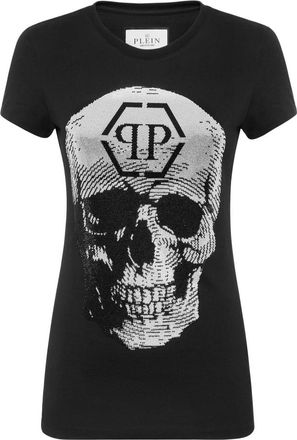 Philipp Plein T-Shirt Ronde Hals Skull - Dames - T-shirts - Zwart - S - Katoen - Tops