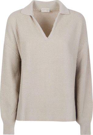 Drumohr Polo Boxy V-Neck Wool-Cashmere Sweater