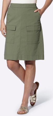 Heine Schlupfrock HEINE, Damen, Gr. 34, khaki, 97% Baumwolle, 3% Elasthan, unifarben, kurz, R&ouml;cke Schlupfrock