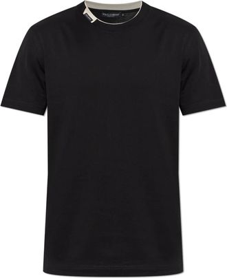 Dolce & Gabbana T-shirt met logopatch bij de halslijn - Heren - T-shirts - Zwart - S - Katoen - Tops