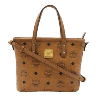 MCM Pre-owned Cross Body Bags, female, Brown, Size: ONE SIZE Pre-owned Visetos Coated Canvas 2way Bag