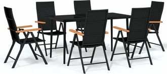vidaXL Juego De Comedor Para Jard&iacute;n 7 Piezas Negro Vidaxl
