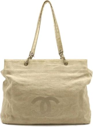 Chanel Pre-owned Tote Bags, female, Beige, Size: ONE SIZE Pre-owned Canvas totes