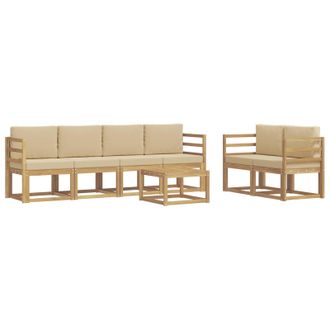 vidaXL Conjunto De Sof&aacute;s De Exterior Con Coj&iacute;n 7 Pcs Y Beige Vidaxl