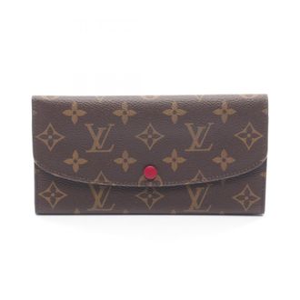 Louis Vuitton Brown Fuchsia Monogram Pink Monogram Leather Long Wallet (Bi-Fold) (Pre-Owned)