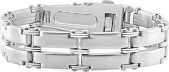 Pompeii3 Mens Single Tone Steel and Double Wide LInk 8.5 15mm Bracelet