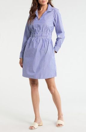Tommy Bahama Sunlit Stripe Long Sleeve Shirtdress in Bold Blue at Nordstrom, Size X-Small