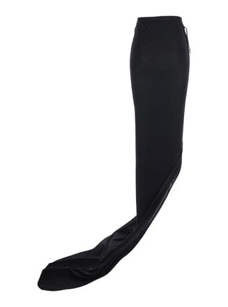 Rick Owens Edfu Black Skirt With Elastic Waist And Side Drawstring In Wool Blend Woman