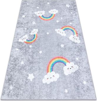 RugsX Rugsx - Alfombra Lavable Junior 52063.801 Arcoiris, Nubes Para Ni&ntilde;os Antideslizante - Gris Grey 140x190 Cm