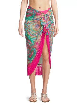 Ramy Brook Anne Pareo Sarong In Palm Green Multi