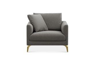 Castlery Lena Armchair Customized, (Performance Classic Twill) Dark Grey (Brass Legs), Spill Resistant, Removable Covers for Castlery