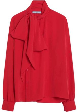 Prada Camicia in marocaine - Dames - Blouses - Rood - L - Overhemden