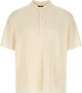 Balmain White Wool Polo Mens Shirt