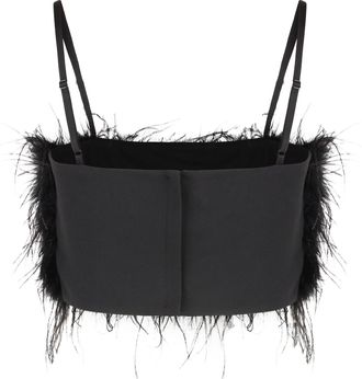 Pinko Womens Top With Feather Detail Black Polyester Tops