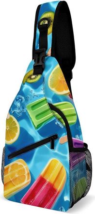 Generic Colorful Popsicles Mens Crossbody Chest Sling Bag for Travel Hiking Lightweight Shoulder Bags with Small Side