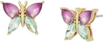 Kurt Geiger Two Tone Crystal Butterfly Stud Earrings in Pink at Nordstrom
