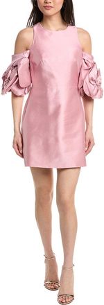 Marchesa A-Line Silk-Blend Mikado Mini Dress