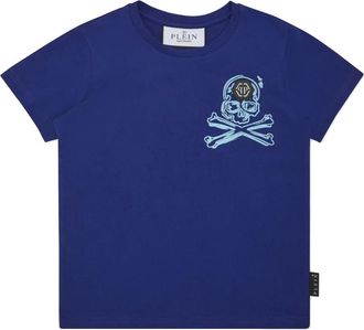 Philipp Plein Skull&Bones T-Shirt - kids - Cotton - 10 yrs - Blue