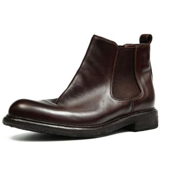 Generic Mens Low Block Heel Chelsea Short Boots Round Toe Leather Ankle Boots Pull on Office Dress Shoes,Brown,7.5 UK