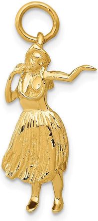 Diamond2Deal 14k Yellow Gold 3-D Hula Dancer Charm Pendant